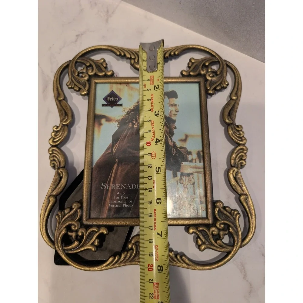 Fetco International Serenade Gold Ornate Filigree 4x5 Picture Frame Vintage